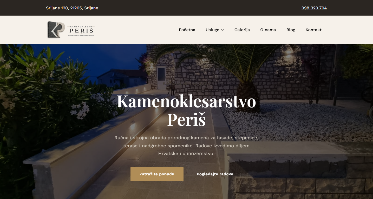 Kamenoklesarstvo Periš - Web stranica